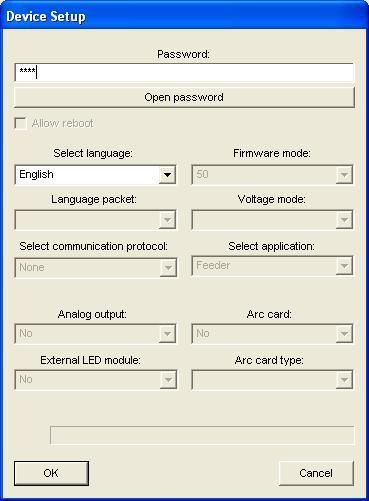 Entretanto antes que a comunicação realmente seja realizada, a tela Device Setup irá aparecer exigindo o password.