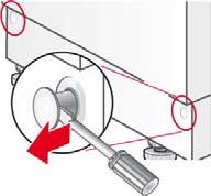 Bomba de escoamento Coloque o selector de programas em o stop (Desligar). Utilize uma chave-de-fendas para soltar os pinos de retenção. Rebata o rodapé e remova-o, puxando-o para cima.