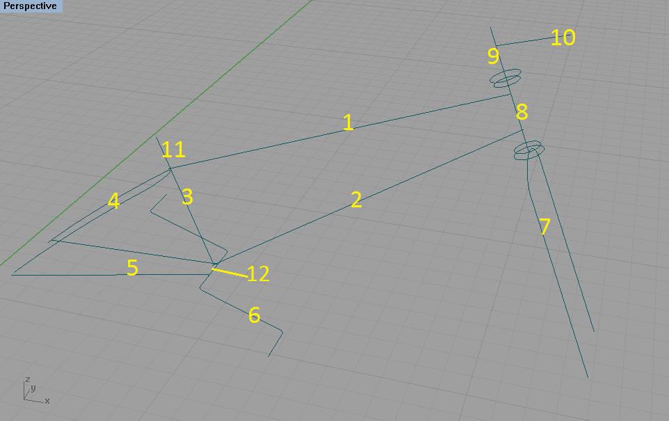 Quadro Selecione o layer quadro. Para fazer o tubo superior, vá em Solid > Pipe, selecione a curva 1, certifique-se que o cap flat está ligado*, digite o star radius (raio) 0.