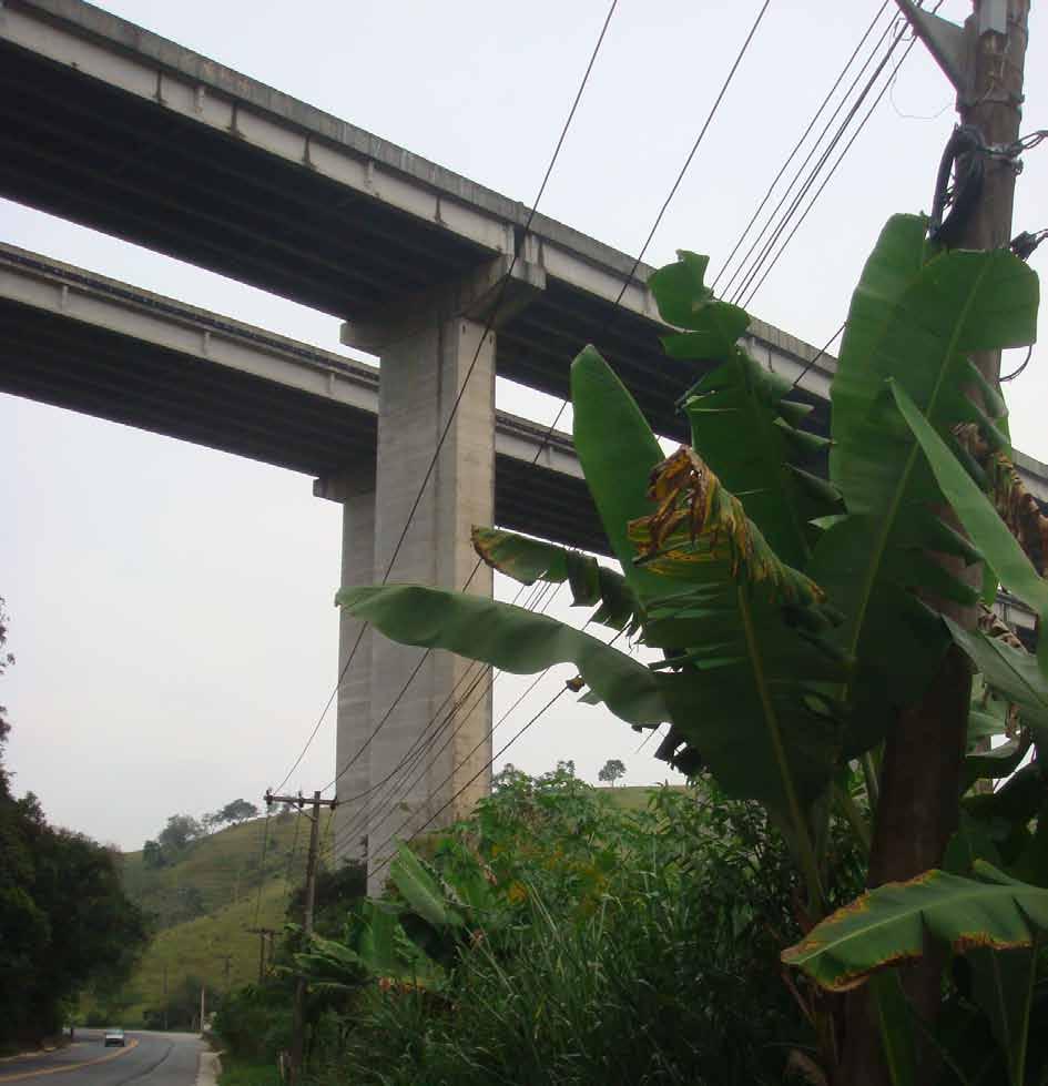 Uma situação semelhante à anterior, neste caso no Brasil, as Figuras 17 e 18 mostram duas vias importantes, onde a superestrutura dos viadutos encontra-se em alturas de cerca de 60 m, e não é