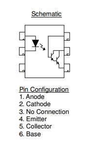 Figura 3: Estrutura Optoisolador TIL 113 (Everlight Datasheet) Da mesma forma que os acionamentos não podem ser feitos de forma direta, a interligação do sistema de controle diretamente na porta de