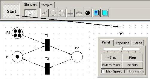 Figura 26. Simulando a execução de uma RdP (comportamento da lâmpada) A figura 27 ilustra o módulo de interface de opções.