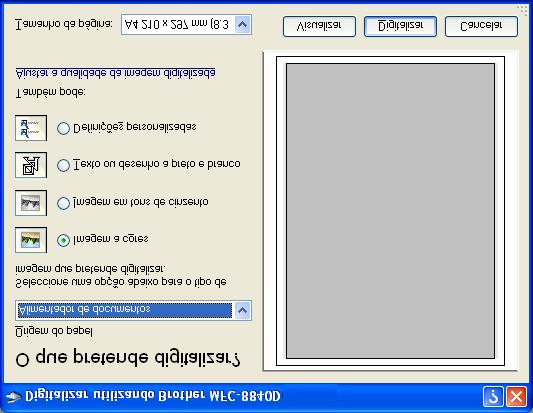 Digitalizar um documento para o PC Existem duas maneiras de digitalizar uma página completa. Pode utilizar o Alimentador ou o vidro do scanner Flatbed.