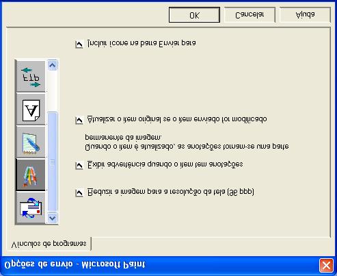 Para alterar a aplicação de destino, seleccione-a na lista pendente Aplicação. Para alterar outras opções de configuração, clique no botão Preferências de Ligação.