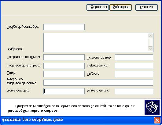 6 Introduza a informação do emissor e, em seguida, clique em Next [Seguinte].