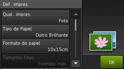 Imprimir fotografias a partir de um cartão de memória ou de uma unidade US flash l Prima Def. impres. para alterar o tipo e o tamanho do papel.