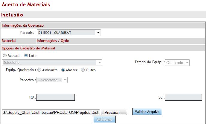 3.4 Inclusão em lote