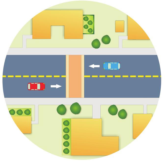 Além de distinguir as funções da via, contribui para uma mudança de comportamento do tráfego (redução de velocidade) em áreas onde há um considerável trânsito de