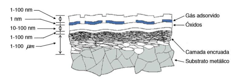 27 Figura 4 - Ilustração Transversal da Estrutura Superficial do Metal. (GEIER, 2007).