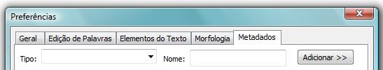 1.5 Configurar Metadados Programa> Preferências> Metadados 1.5.1 Inserir categoria de metadados O programa permite determinar diferentes níveis de informações para os metadados (por exemplo: