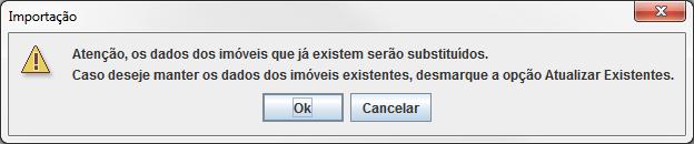 Figura 27 Mensagem da Importação de Dados Imóveis a serem substituídos 9.