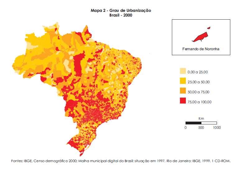 60% Participação das regiões na população urbana residente total do Brasil 50% 40% 30%