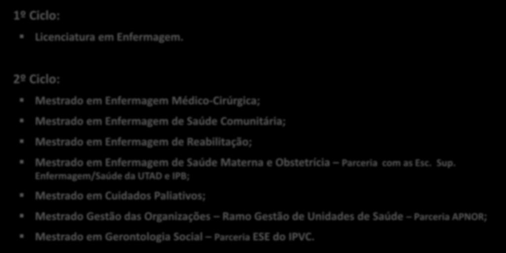 OFERTA FORMATIVA da AC: Ciências da Saúde/ Escola Superior de Enfermagem 1º Ciclo: Licenciatura em Enfermagem.