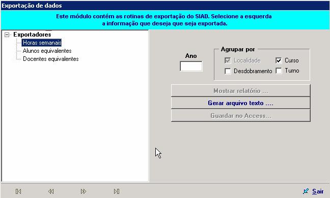 A tela ao lado exibe as facilidades de geração de arquivos em formato texto.