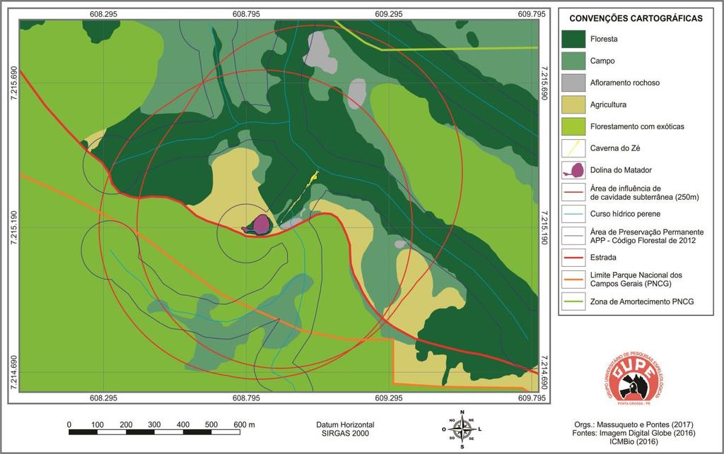 Figura 7: Mapa do uso do solo no entorno da Caverna do Zé e Dolina do Matador.