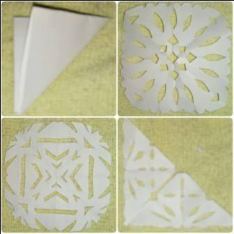 Para roseta e o mosaico tomar um folha de papel circula ou quadrada, dobrar quantas vezes se