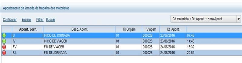 JORNADA DE TRABALHO DE MOTORISTAS APURAÇÃO AUTOMÁTICA DA JORNADA Realiza automaticamente a apuração da jornada de trabalho dos