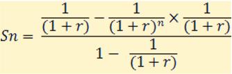04-04-2014 Cálculo de Rendas: Anuidades n 1 1 1 (1 r) 1 n n 1 1 r (1 r) 1 r (1 r) VA A A 1 1 r 1 1 1 r 1 r n (1 r) 1 1 r A n 1 (1 r) r (1 r) A (1 r) n n 1 r Fator de anuidade: a n r Perpetuidade com