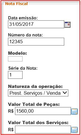 caracteres numéricos; Série da Nota: selecione entre 1 - Única, 2 - C1 ou 3 - B1; Natureza da Operação: selecione entre Prest.