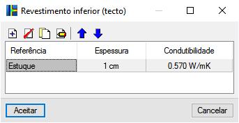 6 Relativamente à Fachada inferior, prima em Editar relativo às Camadas até à laje. Prima em Adicionar novo elemento à lista. Coloque como referência Tijolo maciço, com 12 cm de espessura e 0.512 W/m.