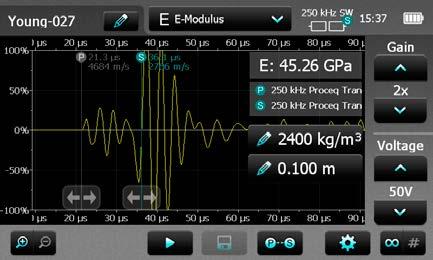 ISRM Aydin A., Upgraded ISRM Suggested Method for Determining Sound Velocity by Ultrasonic Pulse Transmission Technique: Rock Mech Rock Eng (2014) 47:255-259, DOI: 10.1997/s00603-013-0454-z).