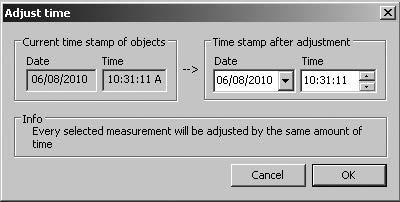 O ponto de disparo dos A-scans pode ser ajustado manualmente simplesmente puxando o cursor. Se tiver sido ajustado será indicado com um asterisco.