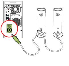 Instalação do Monitor 3. Instale o conector verde do alto-falante de controle na porta verde na parte traseira do computador. 4.