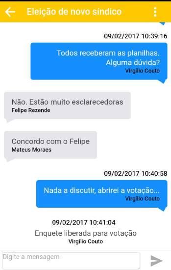 votação Na tela, aparecerá, para todos