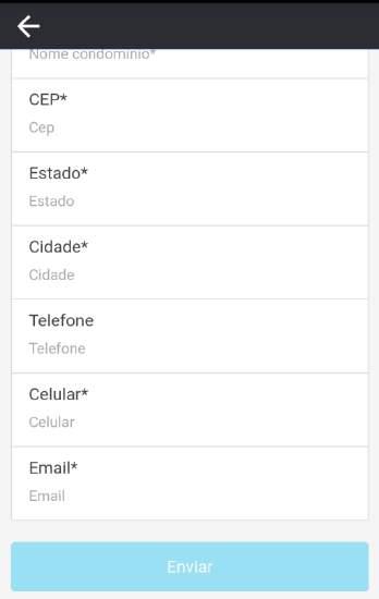 FORMULÁRIO Campos destacados com * são de preenchimento obrigatório: Nome, Nome do condomínio, CEP (ao inserir o CEP,
