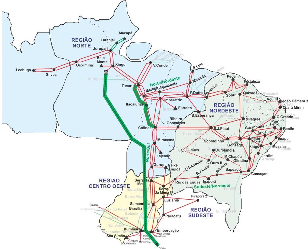 Figura 2-2: Rede em 500 kv dos Sistemas Norte/Nordeste até Abril de 2018 ONS