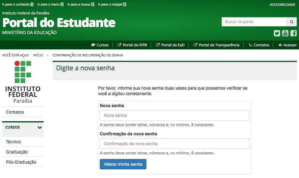 Recuperação de senha Após efetuar os passos descritos anteriormente, o sistema irá enviar um e-mail com as instruções para recuperar (criar) a senha e um link que o candidato utilizará para informar