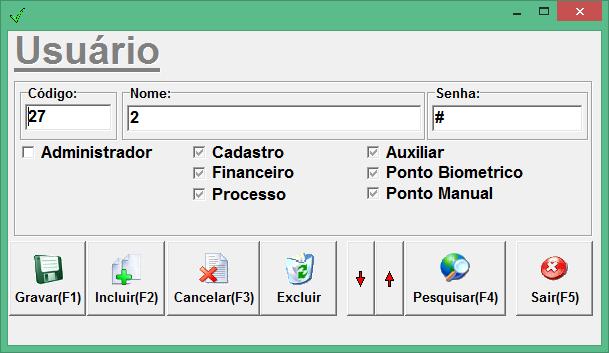 Ao dar entrada em uma digital o sistema preenche automaticamente o ponto do funcionário, indica na tela o reconhecimento da digital, deixando a tela na cor verde informando o código e o nome, além de