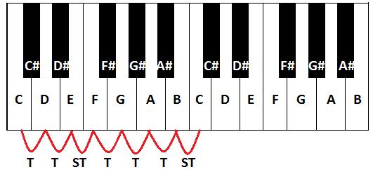 Escala cromática: É a escala mais comum, que engloba todas as notas do instrumento em ordem crescente ou decrescente (como já vista acima): C C# - D D# - E F F# - G G# - A A# - B C.