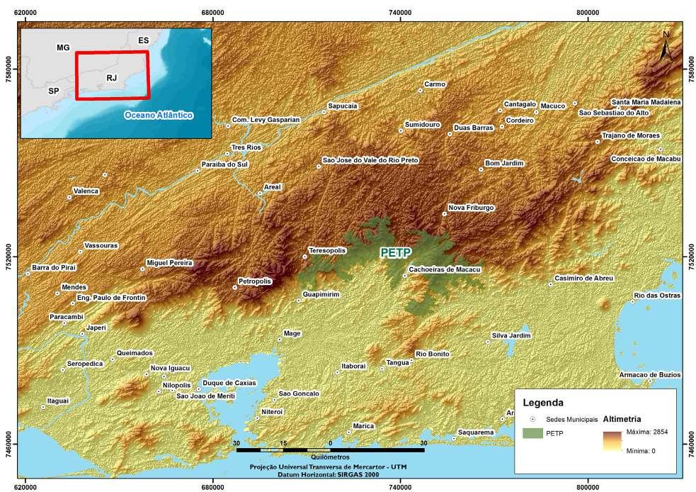 Figura 01 Mapa com a localização do Parque Estadual dos Três Picos (PETP), Rio de Janeiro.