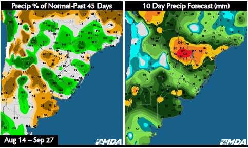 Condições Meteorológicas - Brasil Chuvas voltaram no fim de semana; Mais chuvas devem se intensificar essa semana e se estender por vários dias;