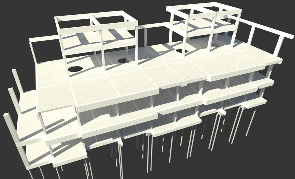 77 Figura 46 Modelo 3D de peças estruturais do terceiro pavimento.