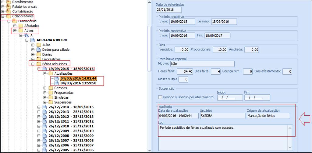 ATUALIZAÇÕES DO PERÍODO AQUISITIVO E CONCESSIVO As atualizações do período aquisitivo estão programadas para acontecer nas seguintes situações: De forma coletiva: Na abertura da Competência Marcação