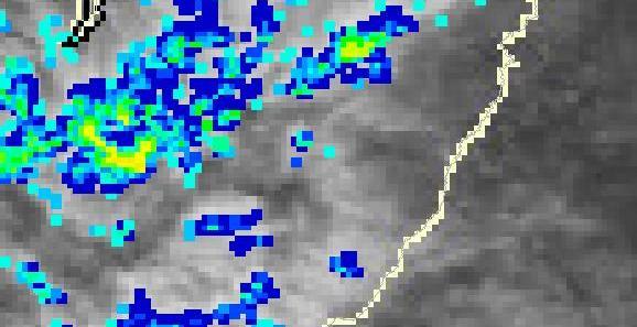 condições climáticas ao longo do período (Figuras 3 e 4). SNEB SNGW SJVX Figura 3 - Imagem satélite das 16h30min (UTC). SNEB SNGW SJVX Figura 4 - Imagem satélite das 18h00min (UTC).