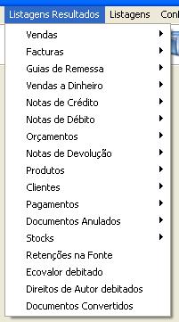 Listagens Resultados O separado Listagens Resultados, presente no principal menu da aplicação, tem elevada importância pois possibilita ao