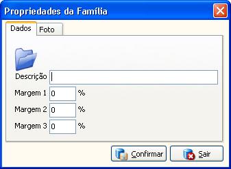 Descrição Descrição (Nome) da família de produtos a registar. Margem 1, 2 e 3 Margens de Lucro 1, 2 e 3, que serão aplicadas aos produtos associados á família em questão.