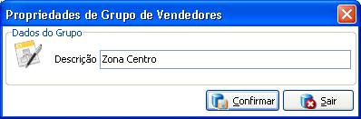 Modificar Grupo A opção Modificar Grupo, possibilita ao utilizador alterar os dados dos registos de Grupos de Vendedores, a utilização desta opção é idêntica á utilização da opção Criar Grupo,