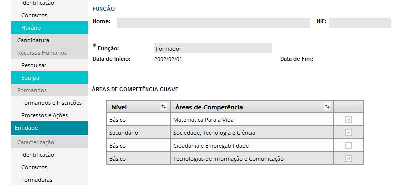 c.2) RVCC Profissional A avaliação dos formadores/professores de RVCC Profissional é feita com base no número de anos de experiência profissional na(s) Área(s) de Educação Formação (AEF) para a(s)