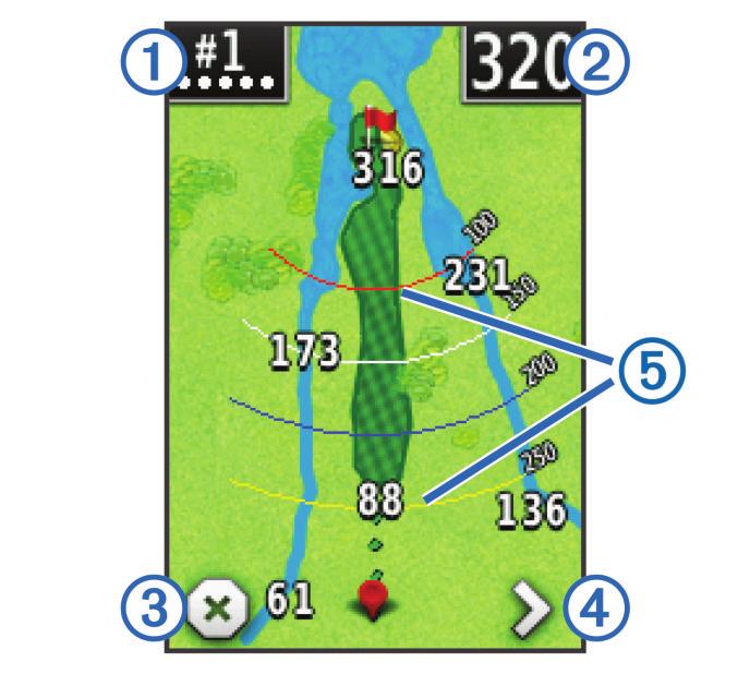 Visualizar o green Enquanto pré-visualiza um percurso ou durante um jogo, pode ver o green mais de perto e mover a localização do buraco.