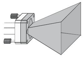 Antena corneta rectangular para a banda de frequências entre 8 a 12(GHz) com cerca de 15(dBi) de ganho a 10(GHz). Figura 6 Corneta. Sonda de campo eléctrico, 73735.