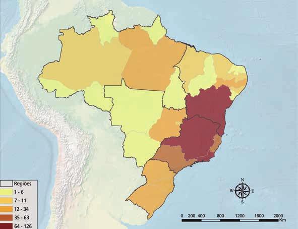 Avaliação do Estado de Conservação da Biodiversidade Brasileira MAPA 2 Número de espécies da flora ameaçadas de extinção nas UFs Os quantitativos dos repositórios ex situ da biodiversidade revelam um
