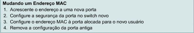 Quando um host é removido de uma porta ou movido para outra, as configurações que podem