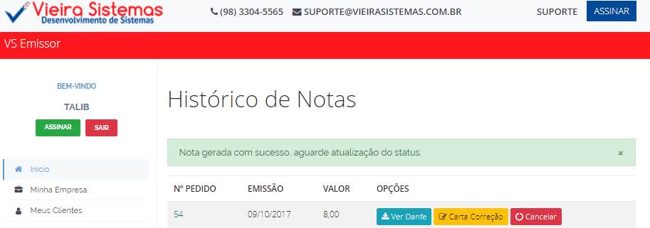 Verifique a mensagem após geração da