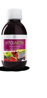 15% Tabela Nutricional VITA AKTIV Valores Nutricionais Vitamina D Vitamina E (α-te) Tiamina Riboflavina Vitamina B6 por dose diária (5 ml) 10 µg 12 mg 1,1 mg 1,4 mg 1,4 mg % VNR 200% 100% 100% 100%