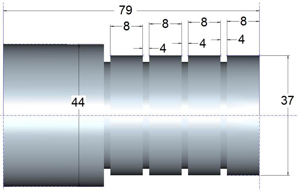 7 Figura 4.3 - Configuração do corpo de prova preparado para realização dos ensaios Devido às dificuldades na instrumentação do experimento, não foi possível fixar a peça utilizando o contraponto.