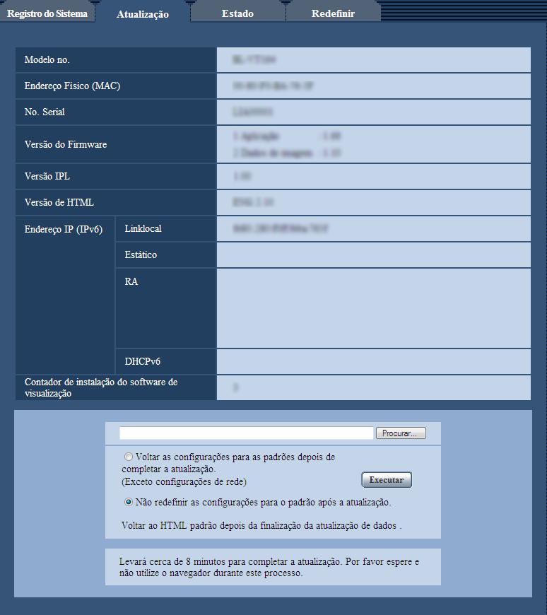 19 Manutenção da câmera [Manutenção] [Descrição] As descrições sobre o registro do sistema serão exibidas. Consulte a página 214 para informações adicionais sobre os registros do sistema. 19.